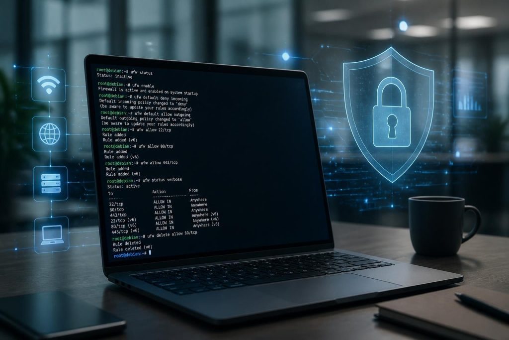 apprenez à configurer un firewall debian avec ufw, vérifiez son statut et gérez facilement vos règles de sécurité pour protéger votre système.